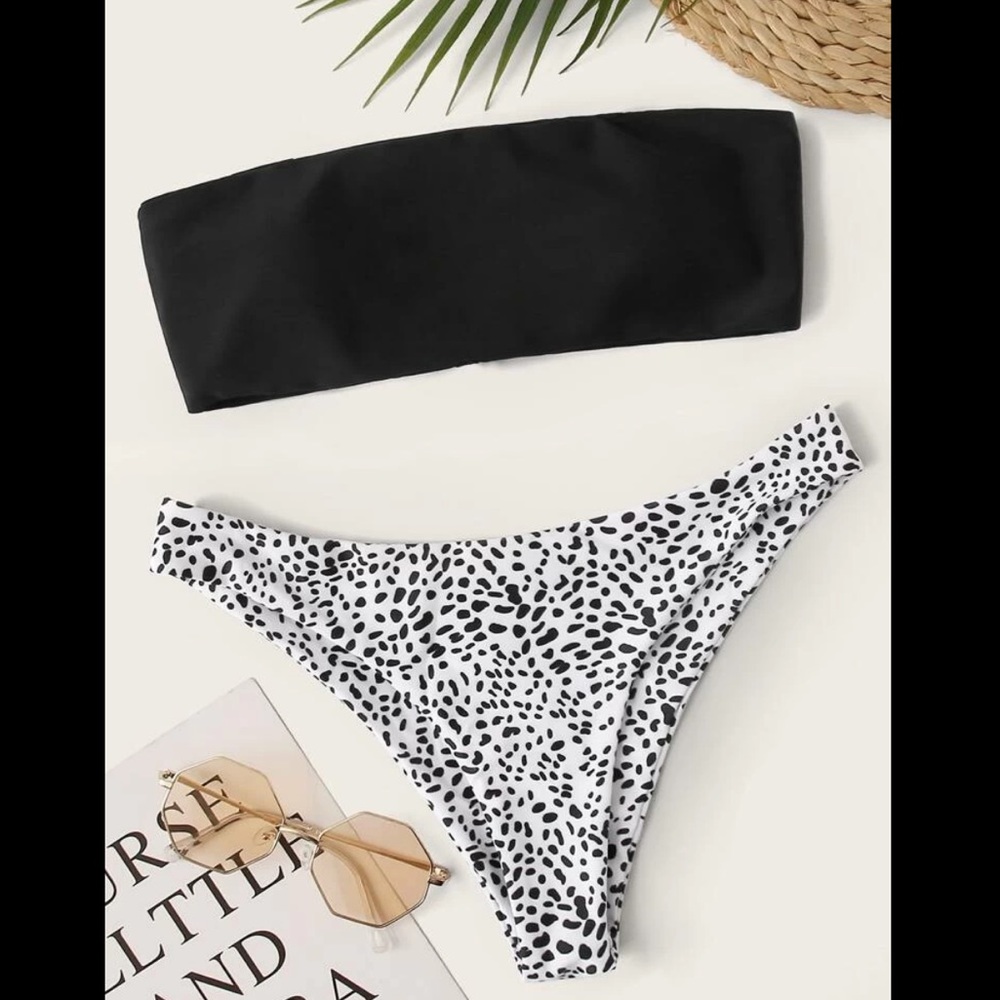 BLACK AND WHITE POLKA DOT BIKINI